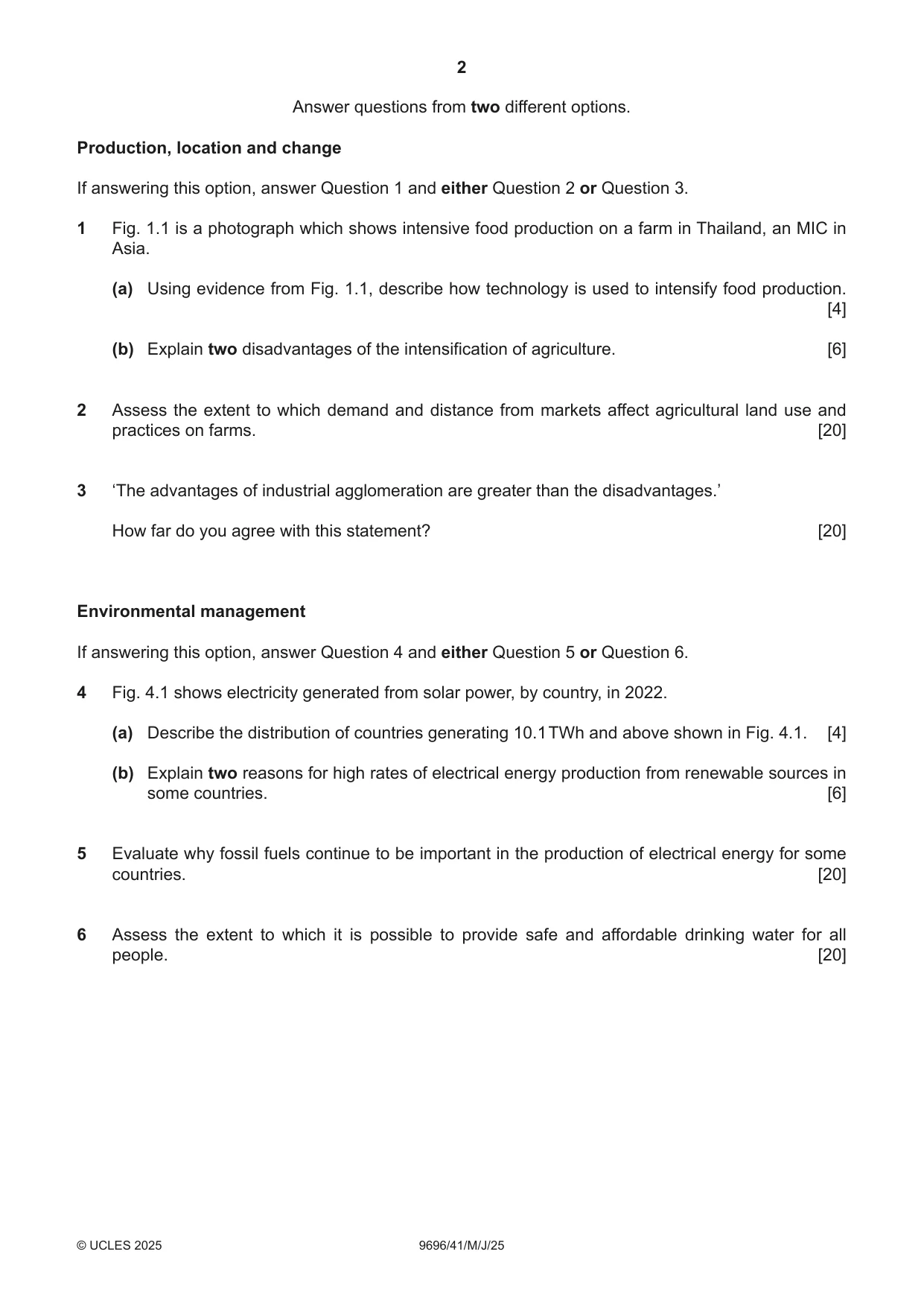 Cambridge A Level Geography 9696 2025 May/June Paper 4 · Variant 1 question paper, page 2 of 4