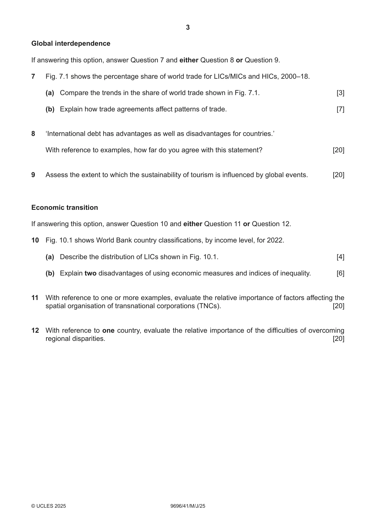 Cambridge A Level Geography 9696 2025 May/June Paper 4 · Variant 1 question paper, page 3 of 4