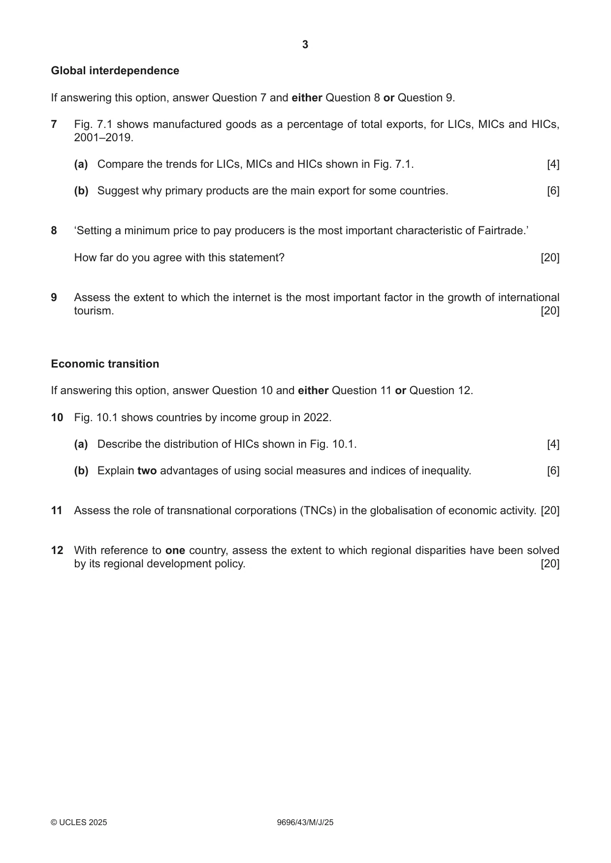 Cambridge A Level Geography 9696 2025 May/June Paper 4 · Variant 3 question paper, page 3 of 4