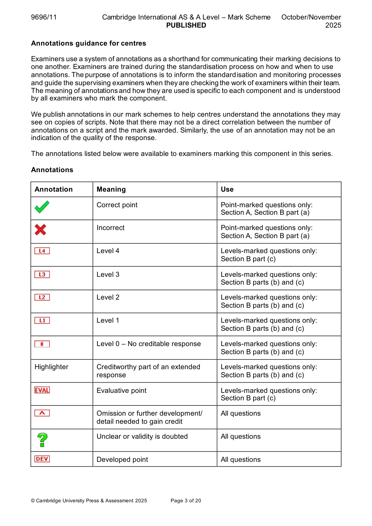 Mark scheme, page 3 of 20