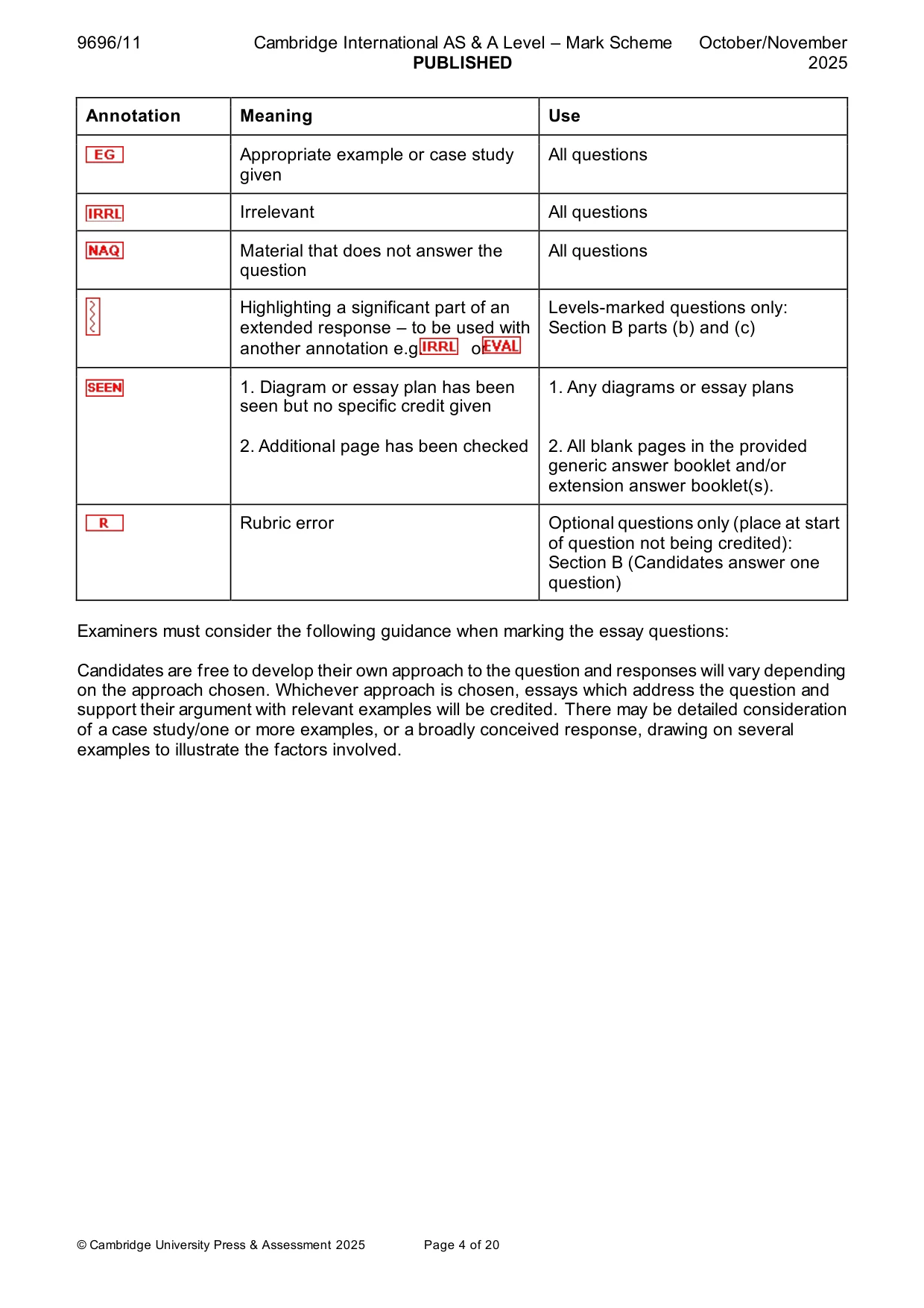 Mark scheme, page 4 of 20