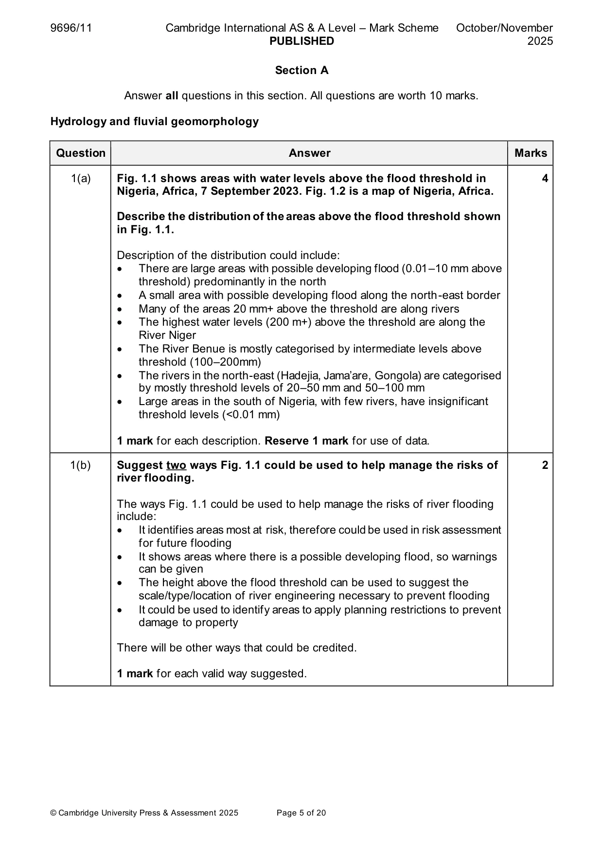 Mark scheme, page 5 of 20