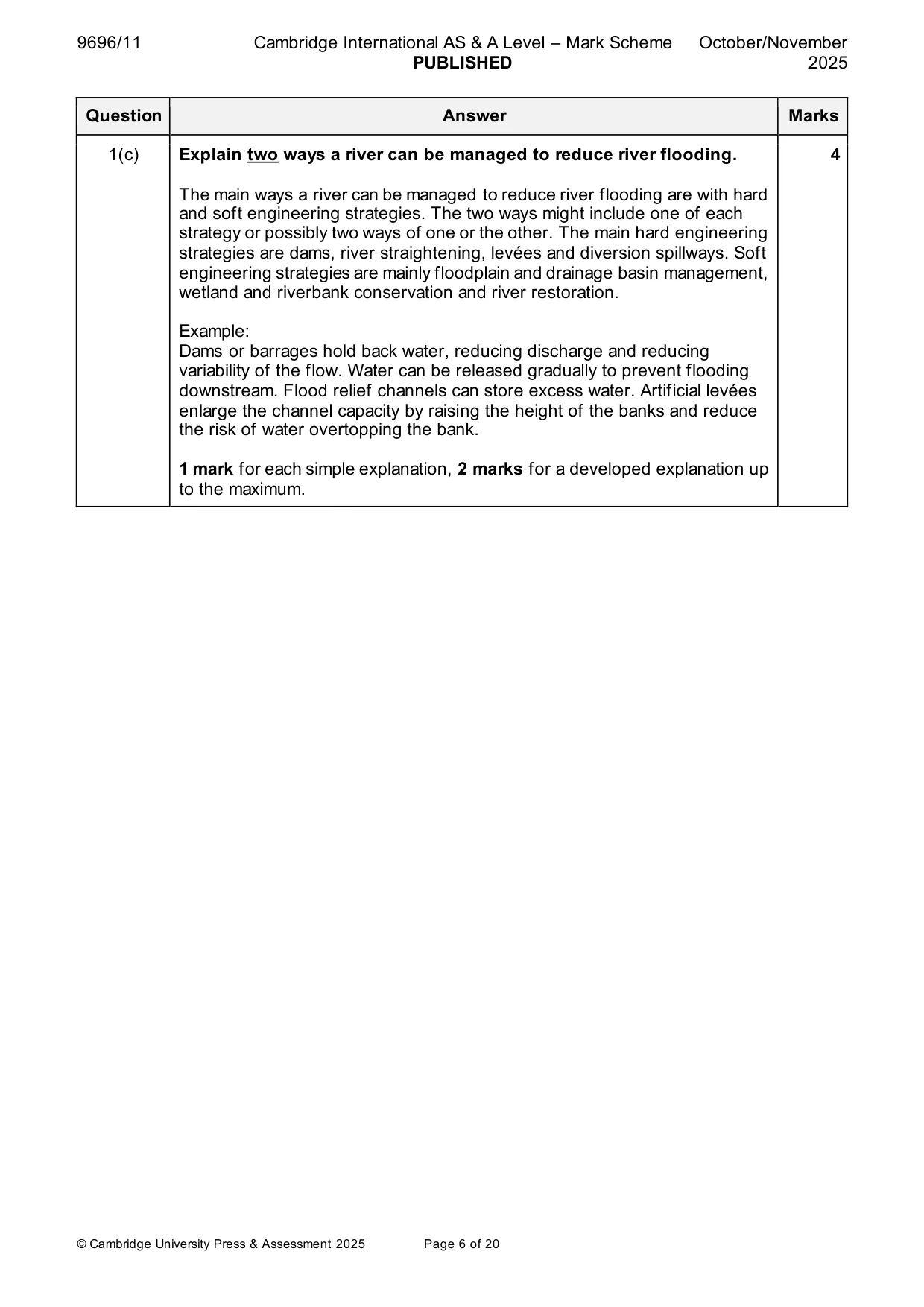 Mark scheme, page 6 of 20