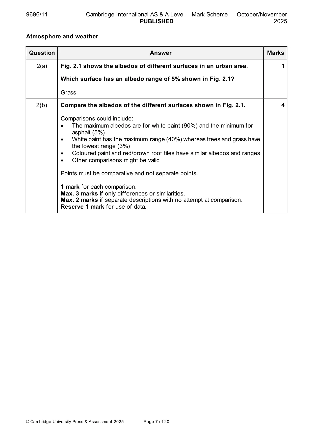 Mark scheme, page 7 of 20