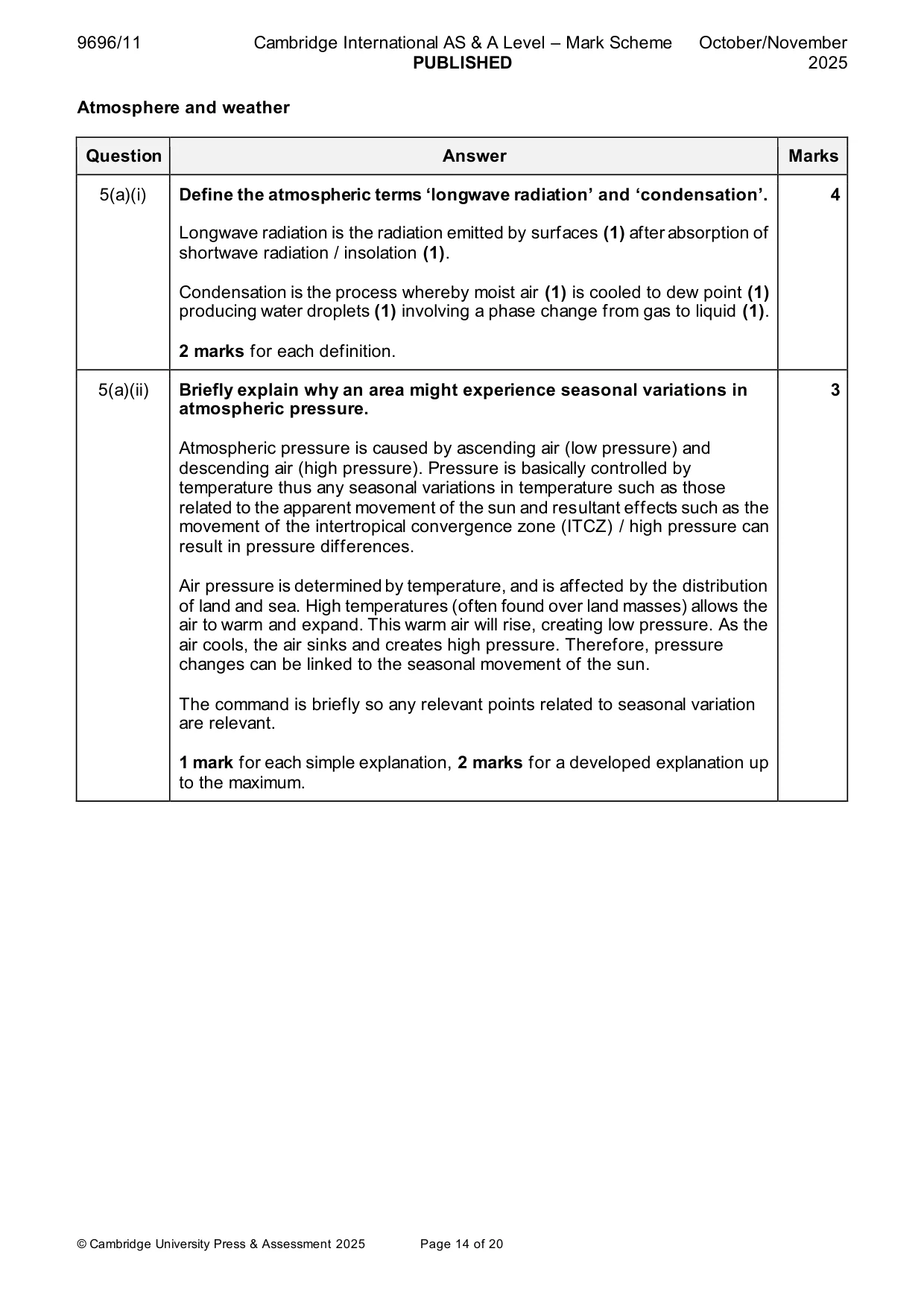 Mark scheme, page 14 of 20