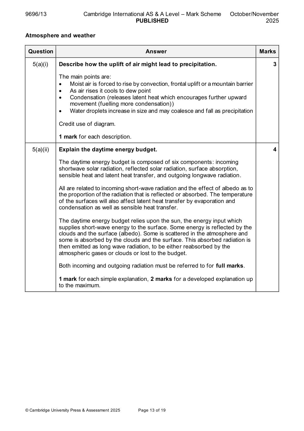 Mark scheme, page 13 of 19