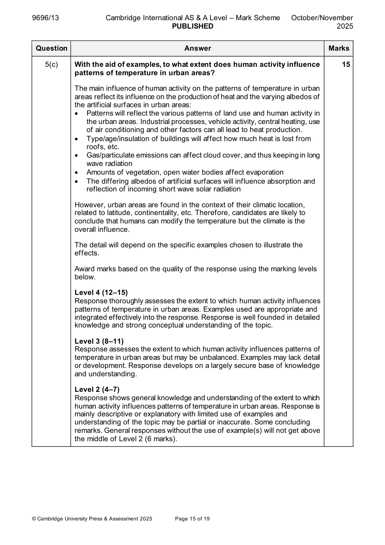 Mark scheme, page 15 of 19