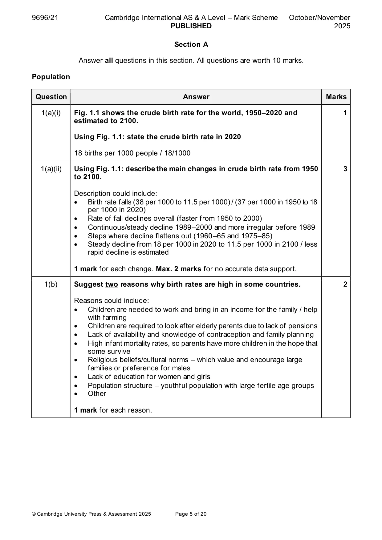 Mark scheme, page 5 of 20
