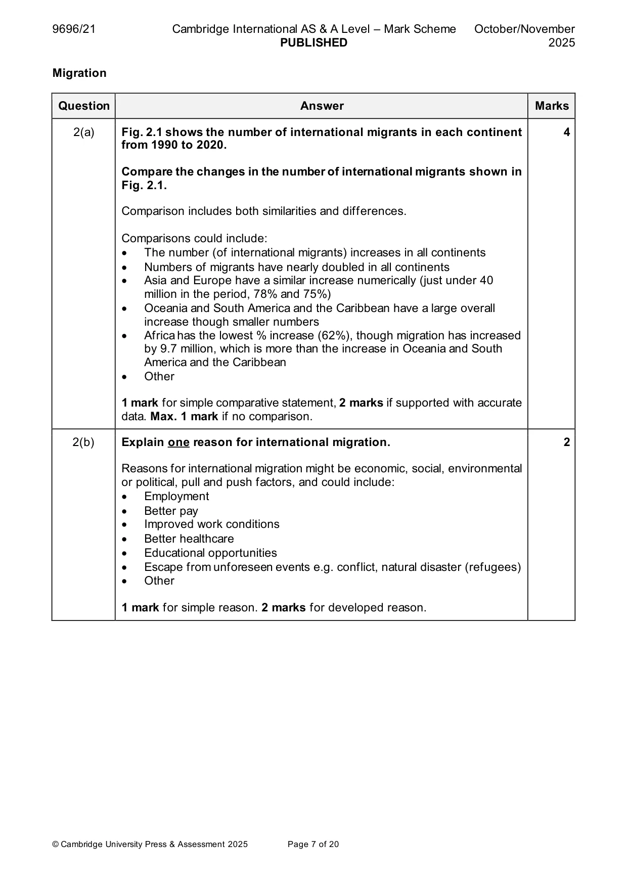 Mark scheme, page 7 of 20
