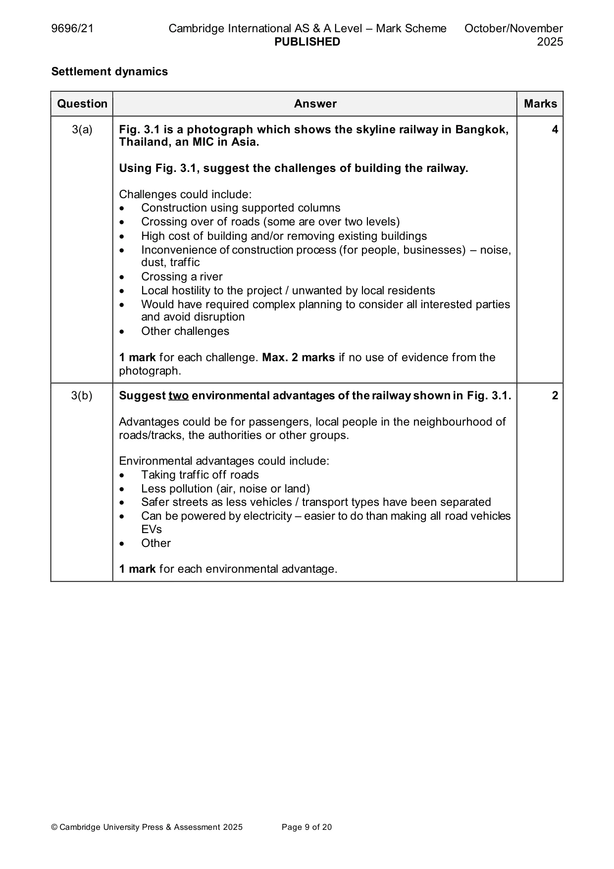 Mark scheme, page 9 of 20