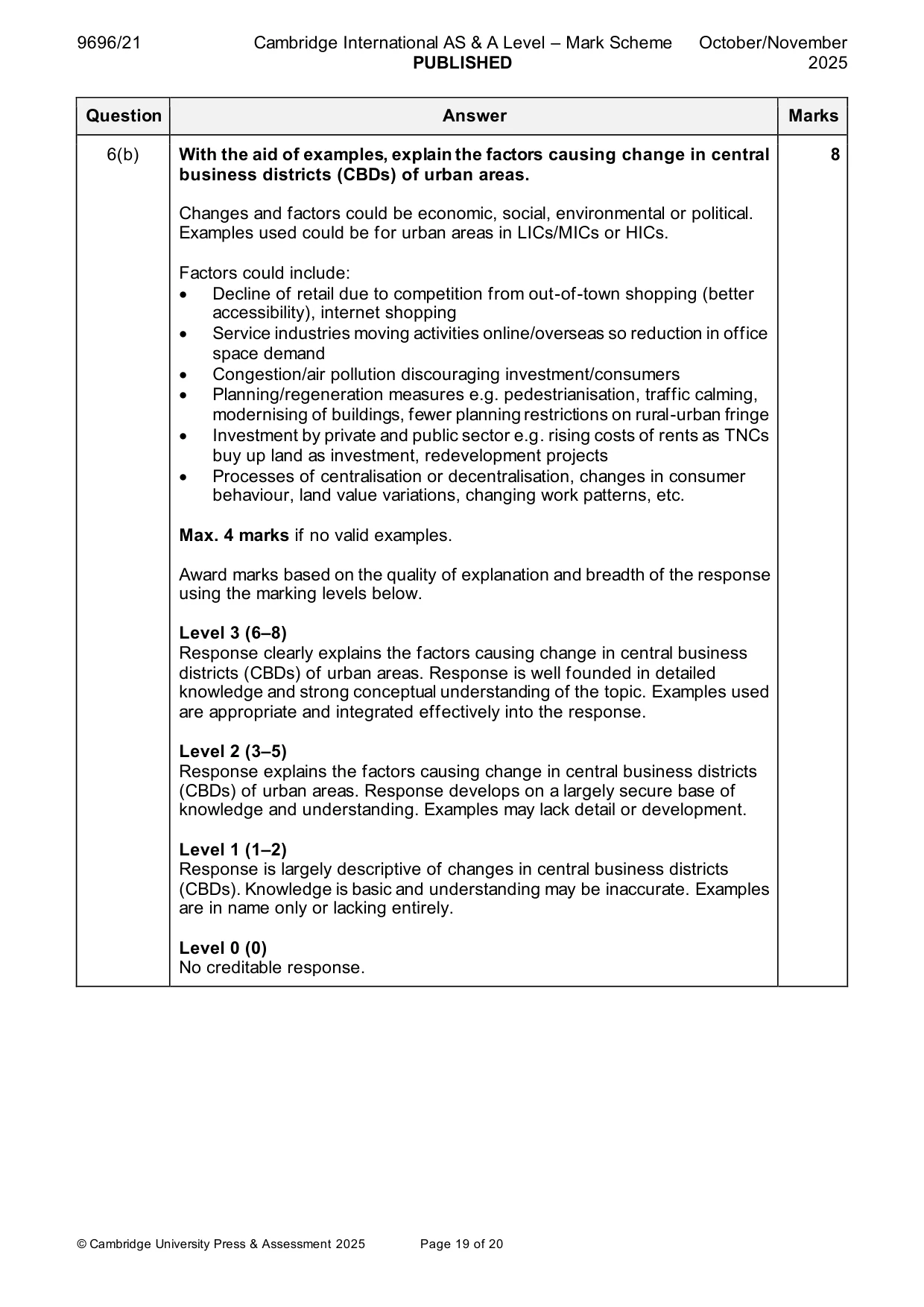 Mark scheme, page 19 of 20