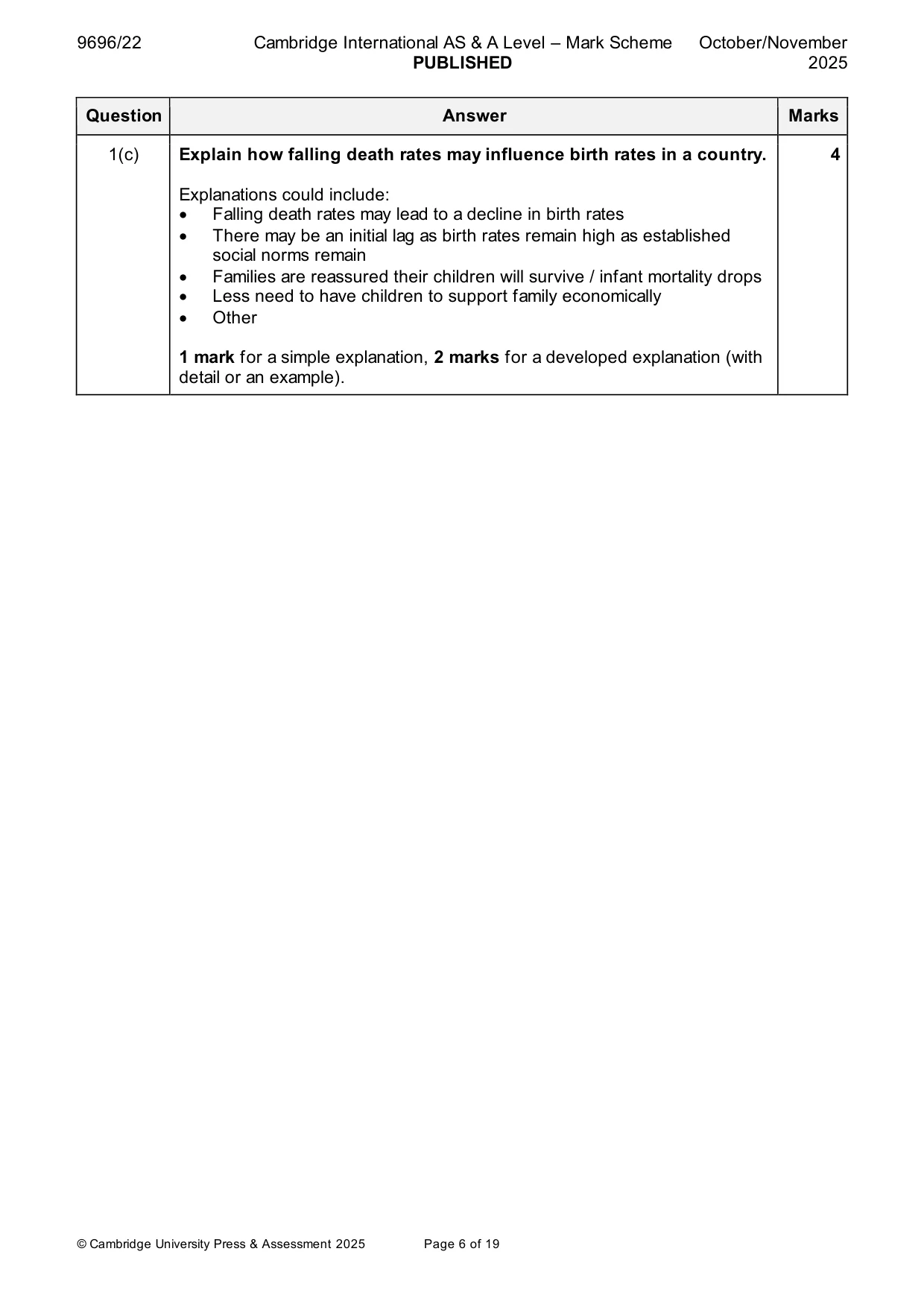 Mark scheme, page 6 of 19