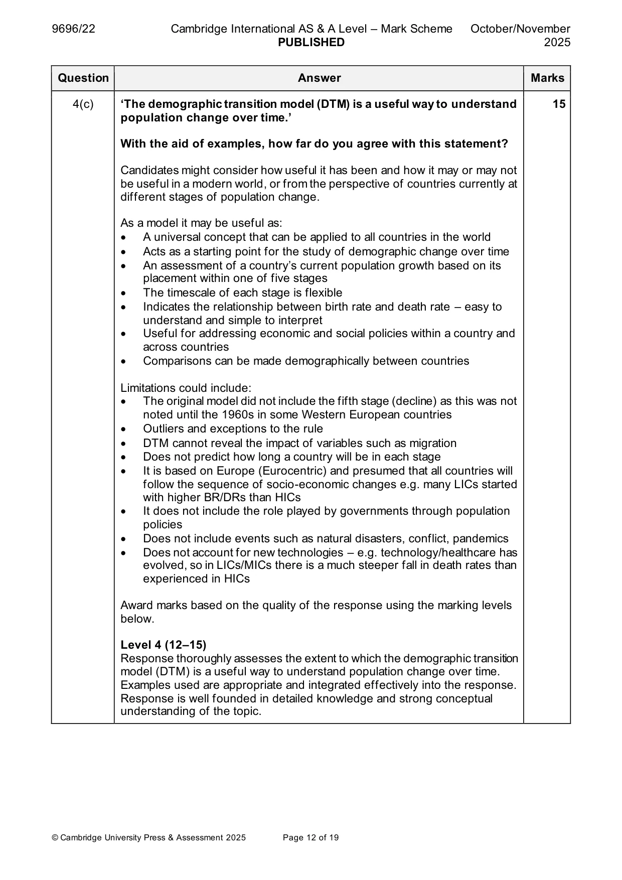 Mark scheme, page 12 of 19