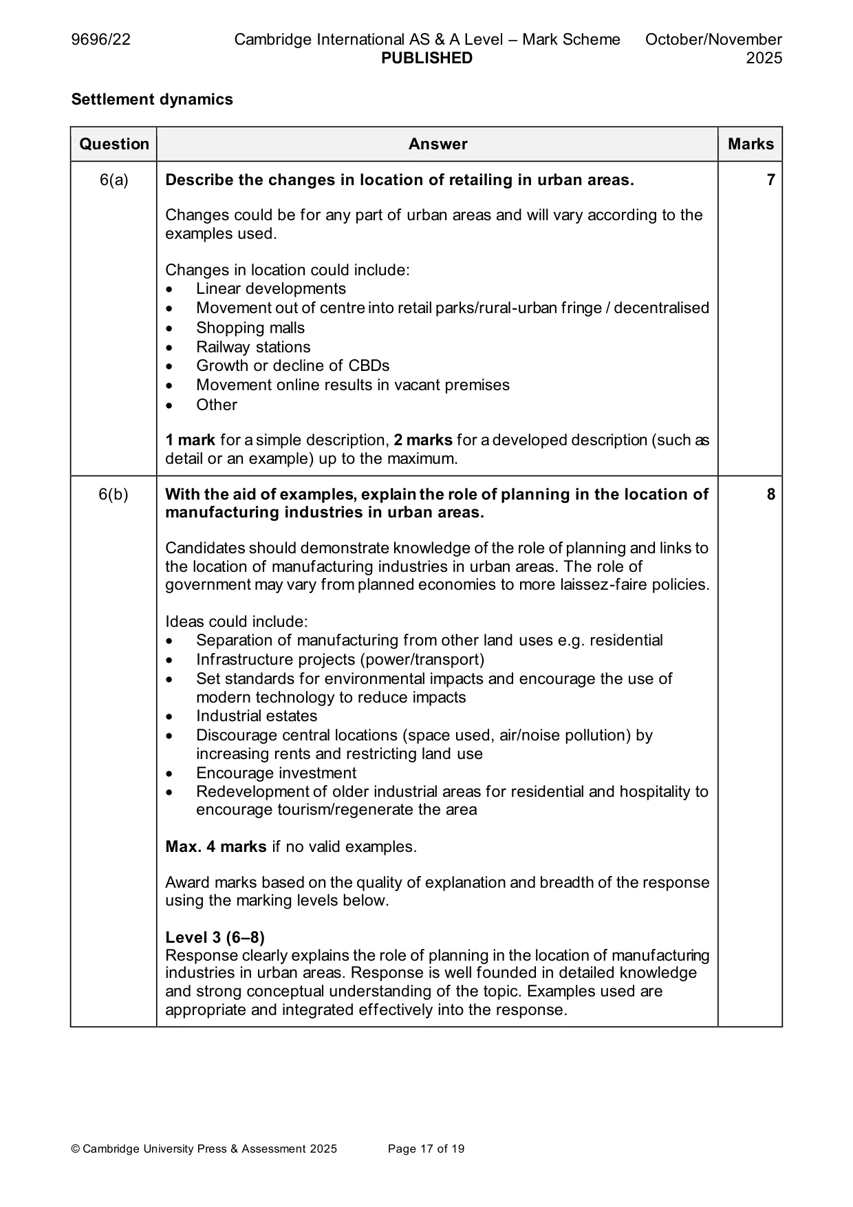 Mark scheme, page 17 of 19