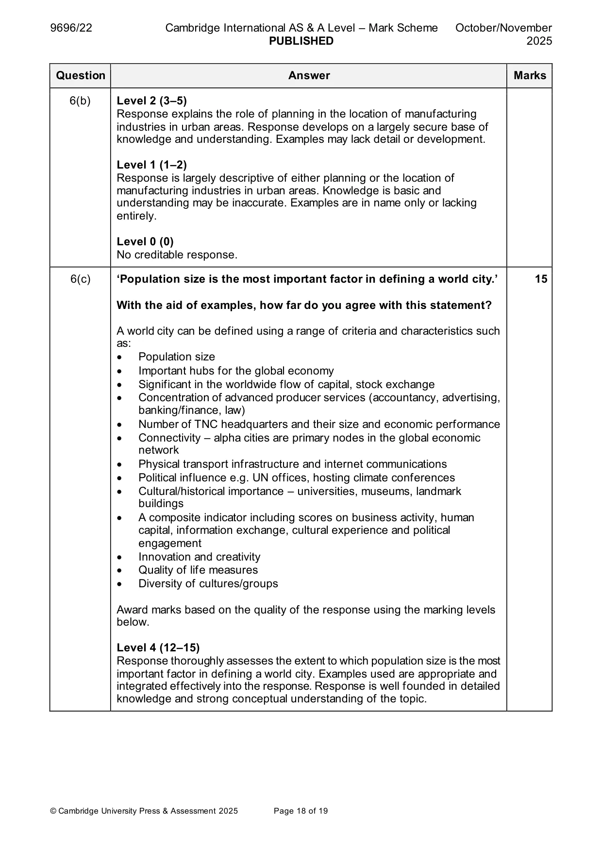 Mark scheme, page 18 of 19