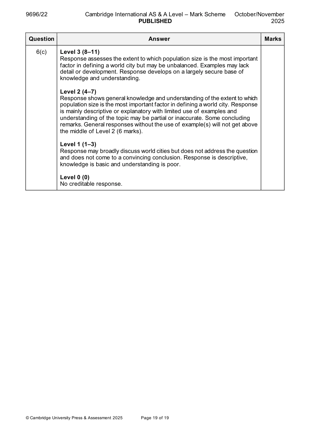 Mark scheme, page 19 of 19