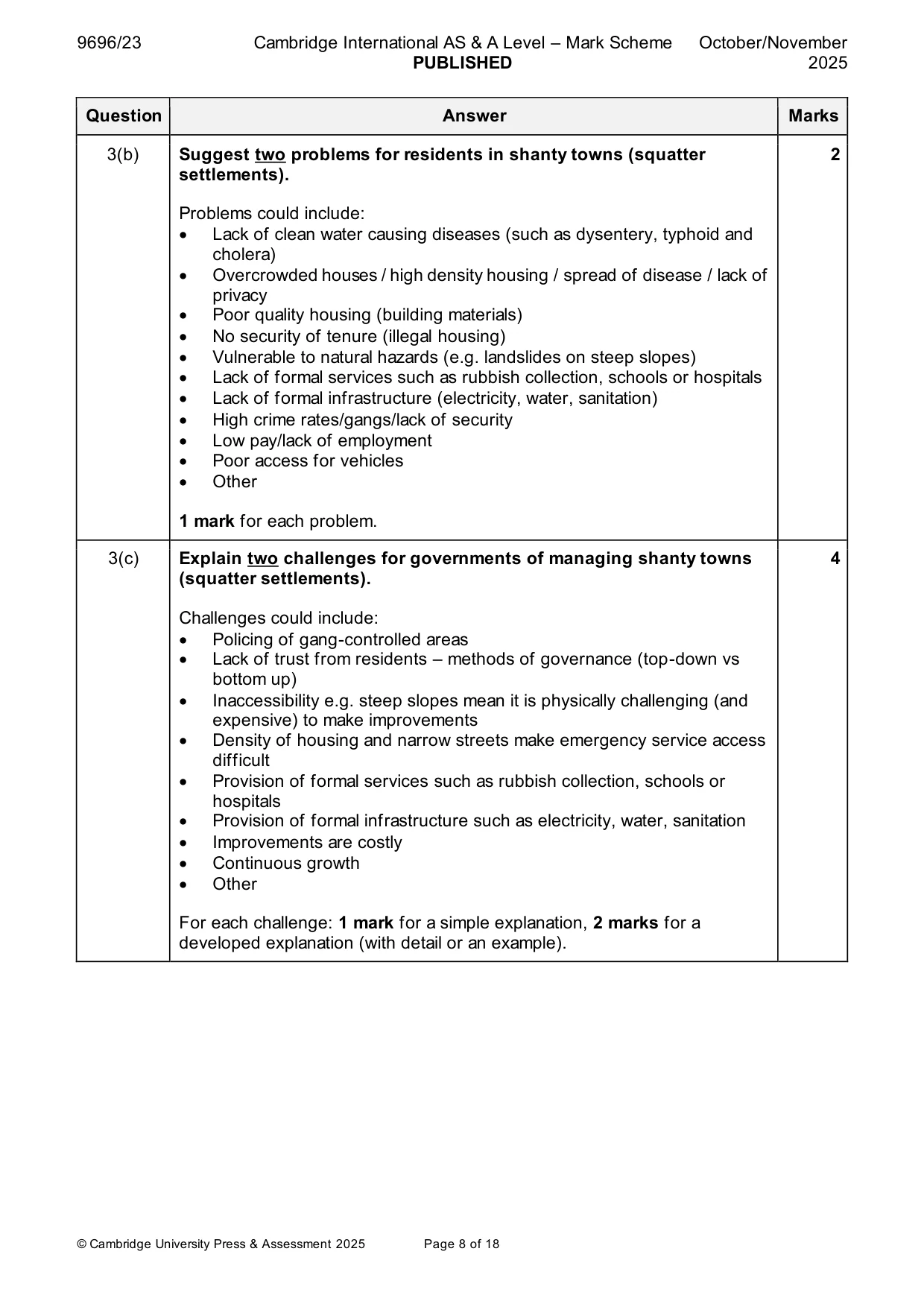 Mark scheme, page 8 of 18