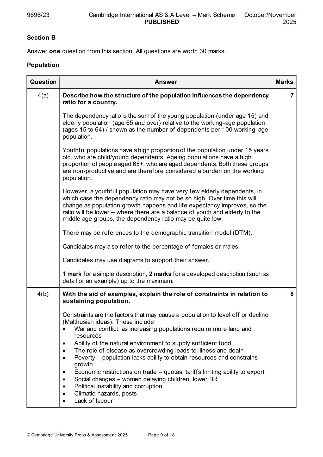 Mark scheme, page 9 of 18
