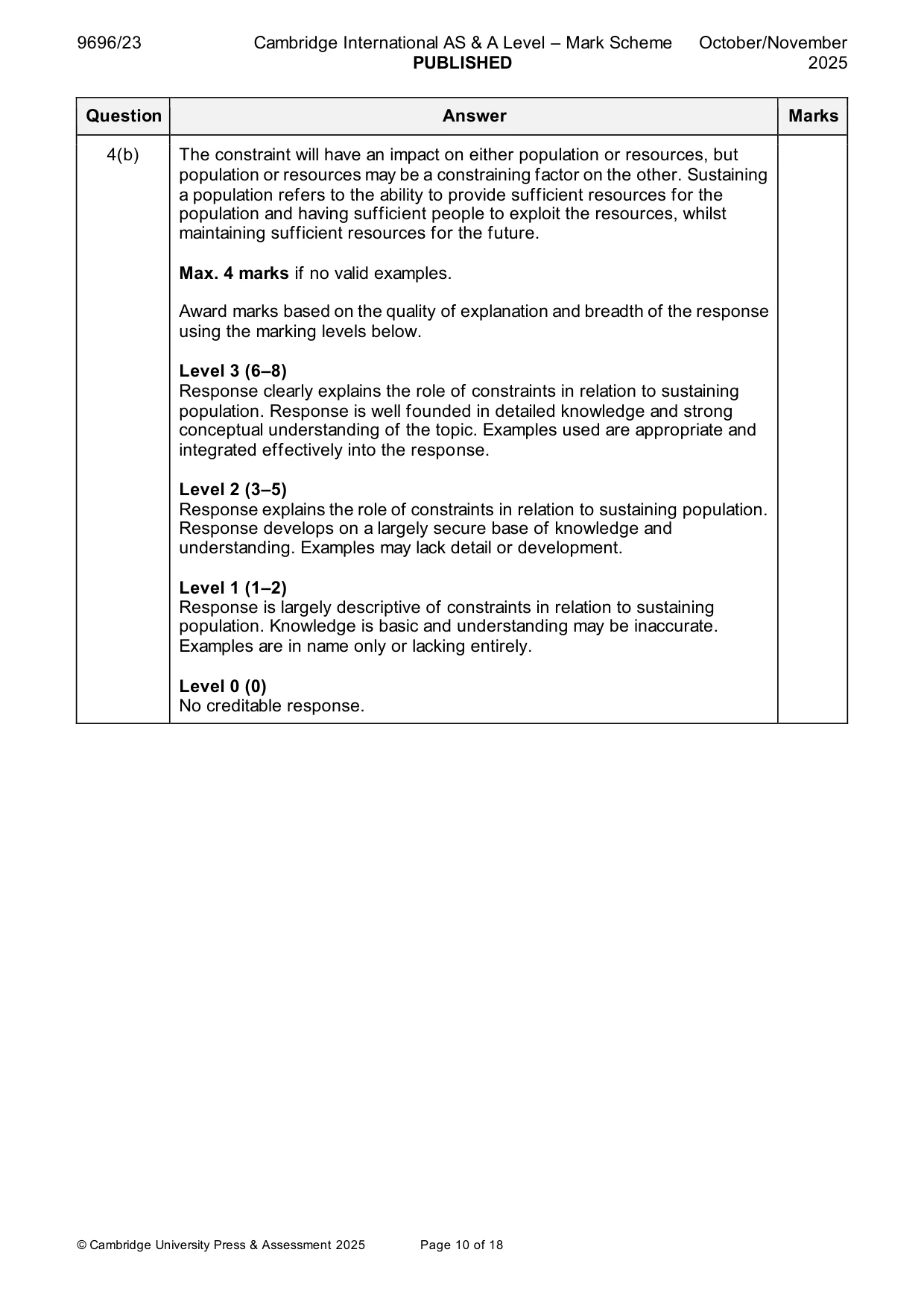 Mark scheme, page 10 of 18