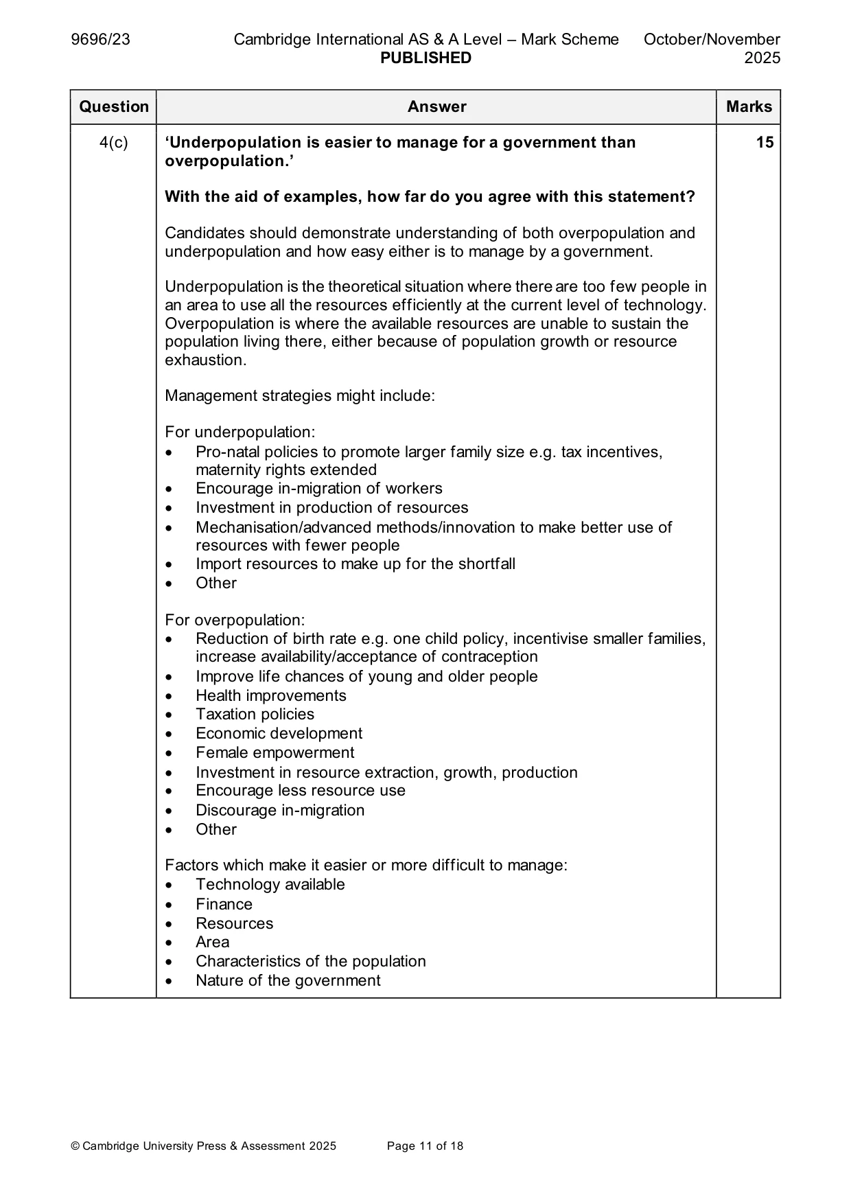 Mark scheme, page 11 of 18