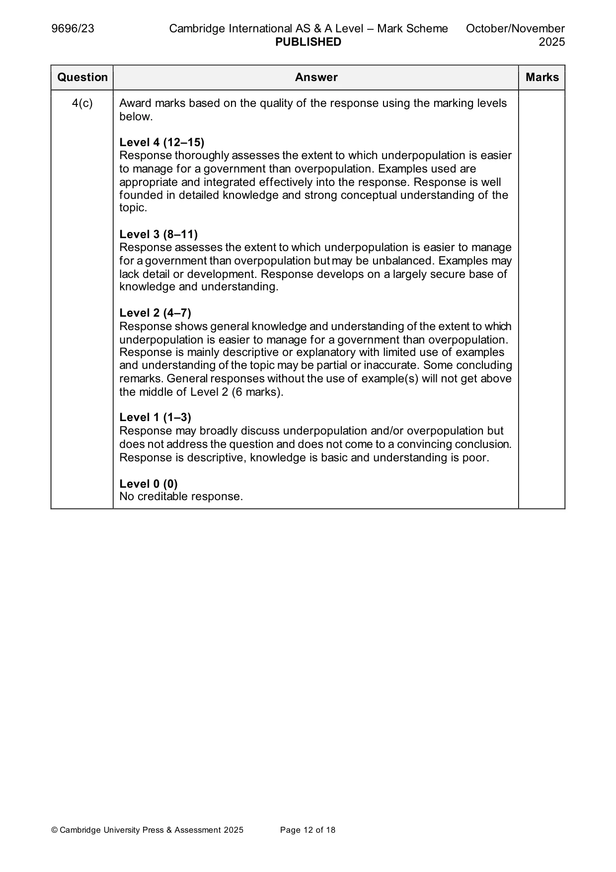 Mark scheme, page 12 of 18