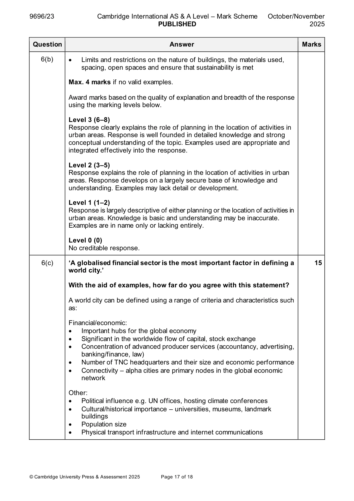 Mark scheme, page 17 of 18