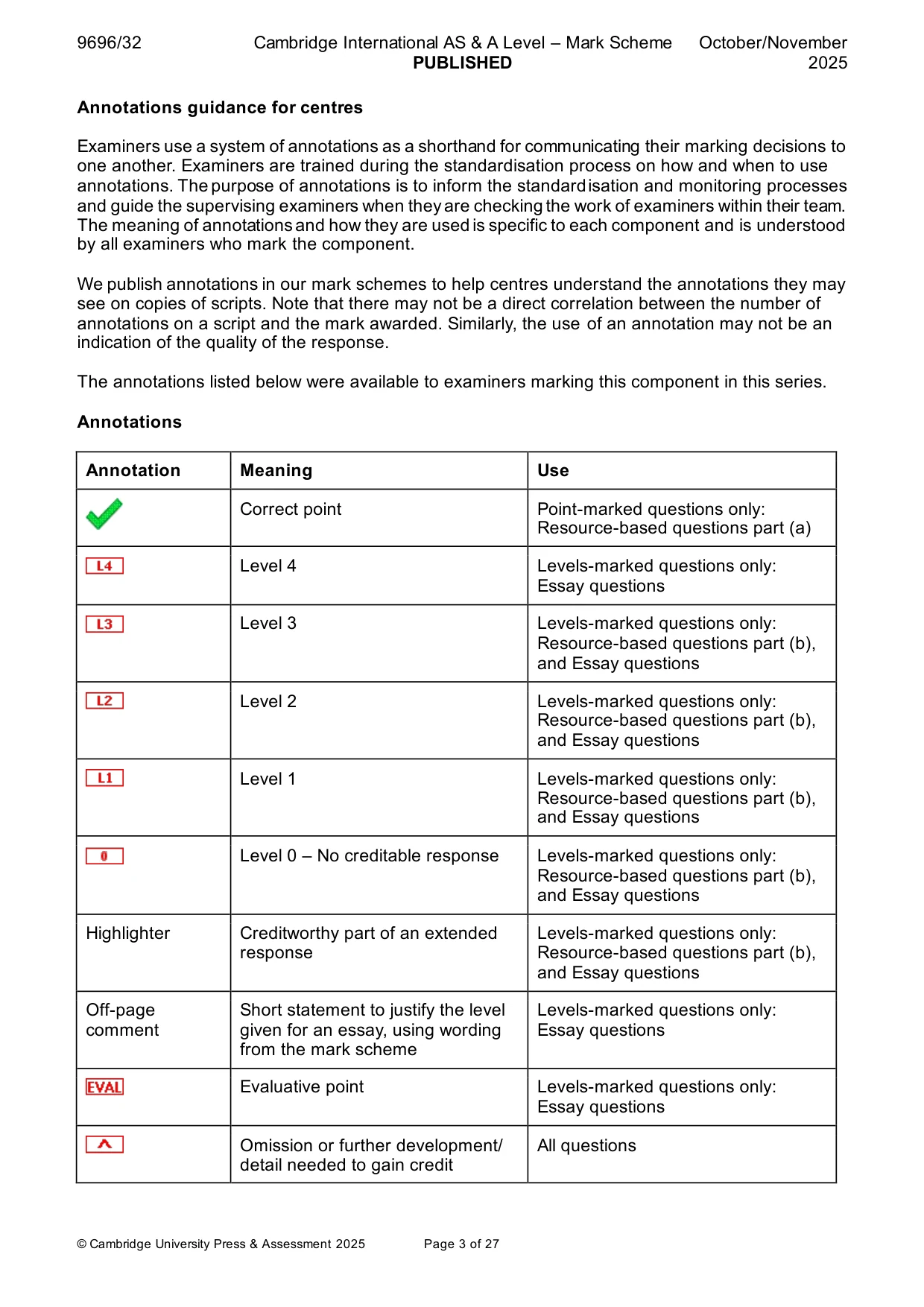 Mark scheme, page 3 of 27