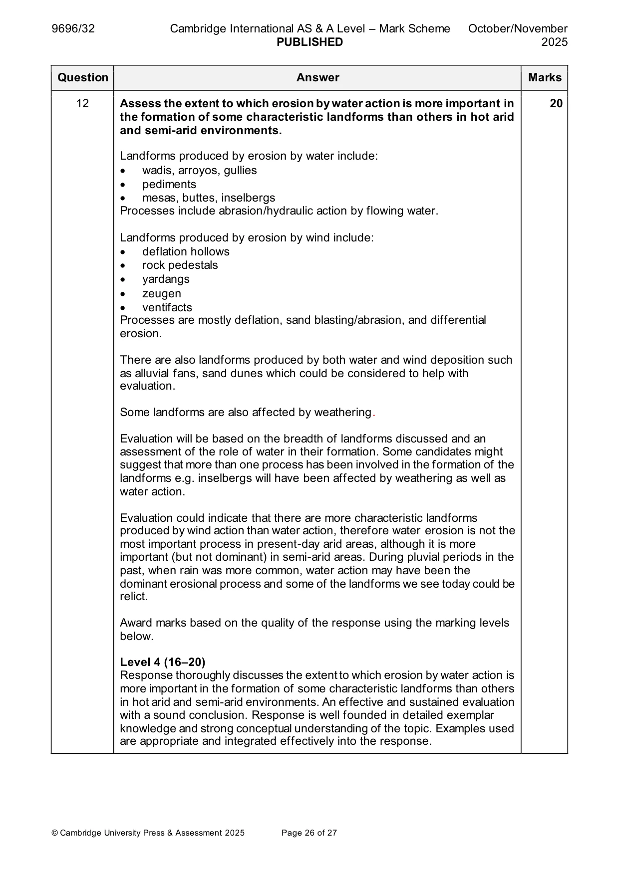 Mark scheme, page 26 of 27