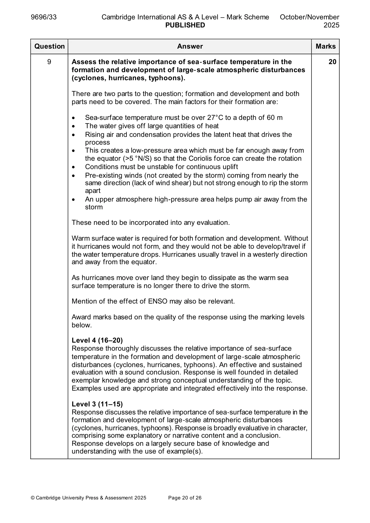 Mark scheme, page 20 of 26