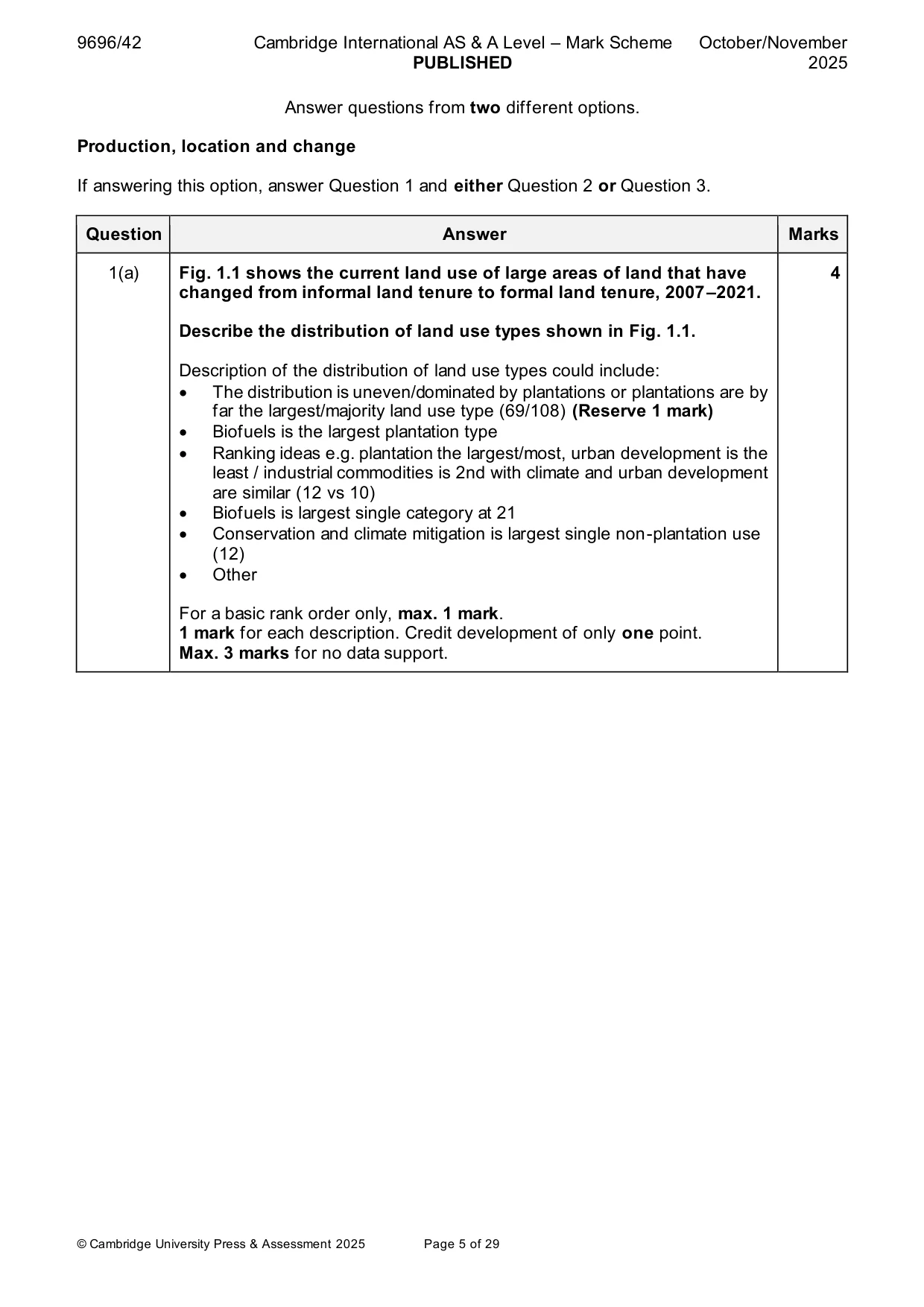 Mark scheme, page 5 of 29