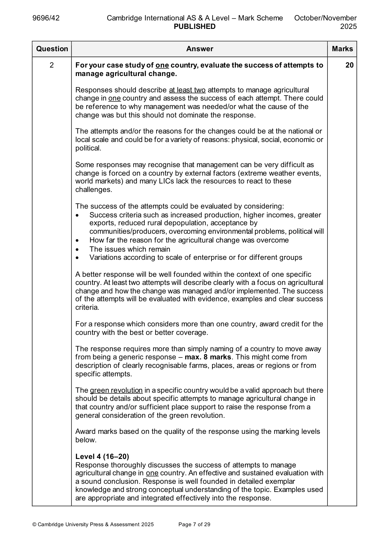 Mark scheme, page 7 of 29