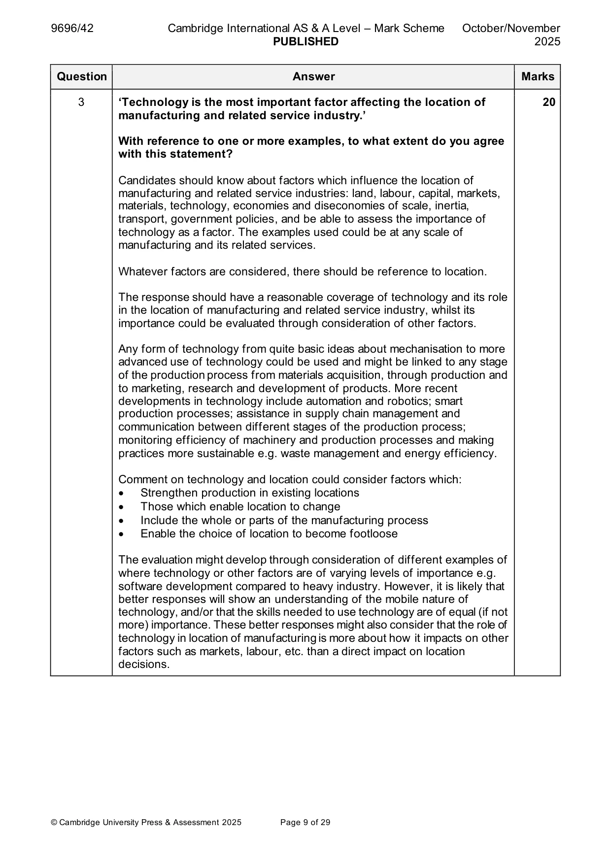 Mark scheme, page 9 of 29
