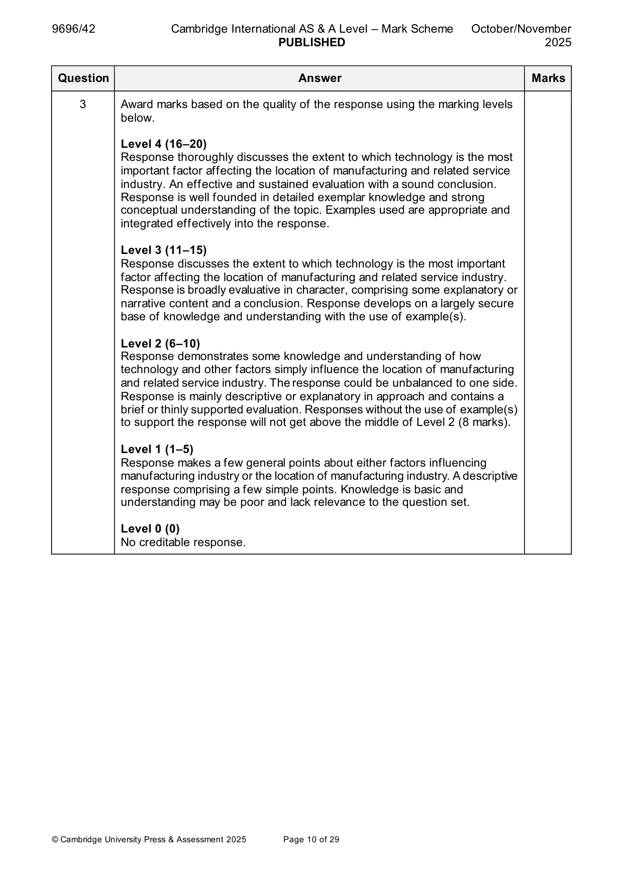Mark scheme, page 10 of 29