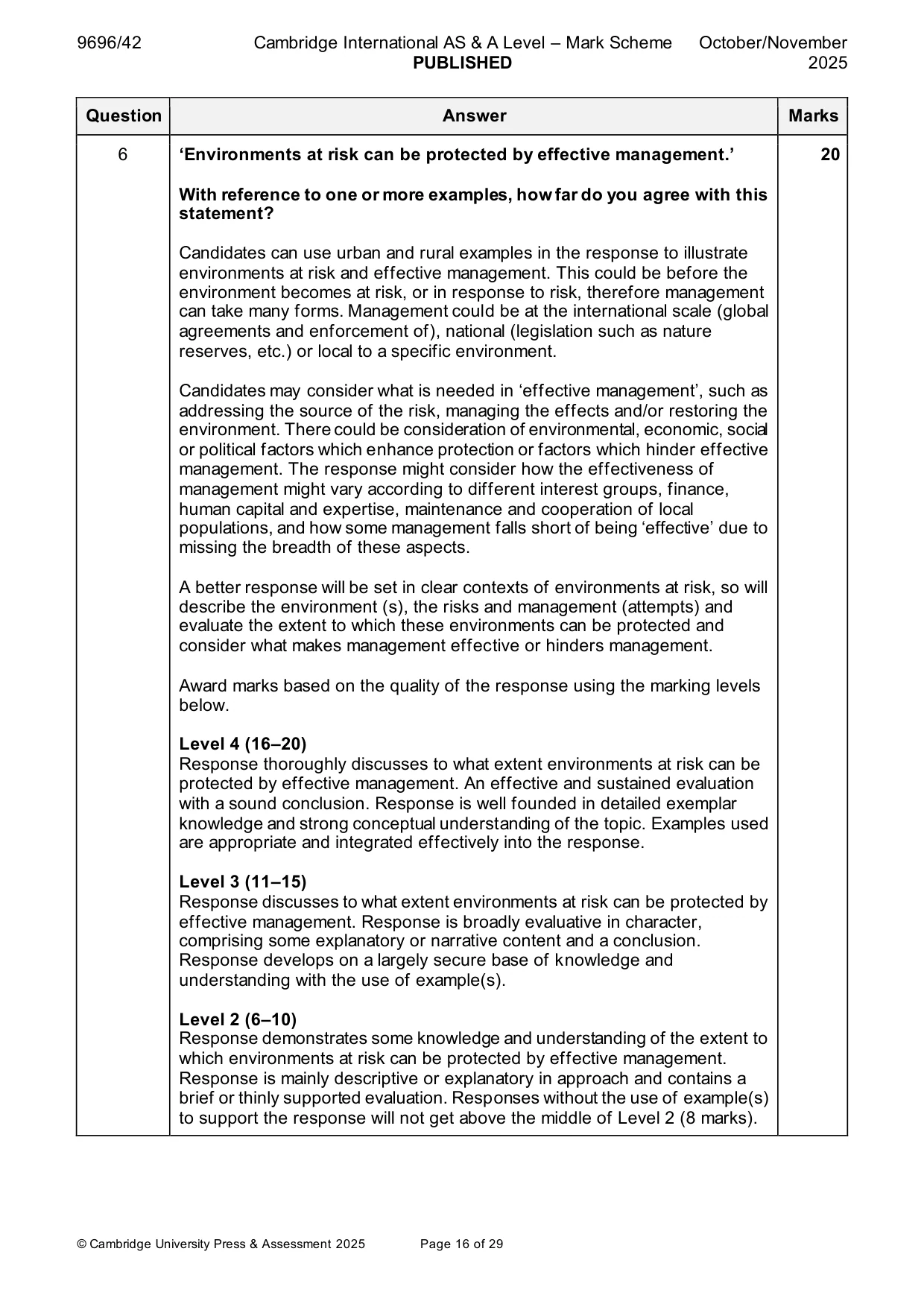 Mark scheme, page 16 of 29