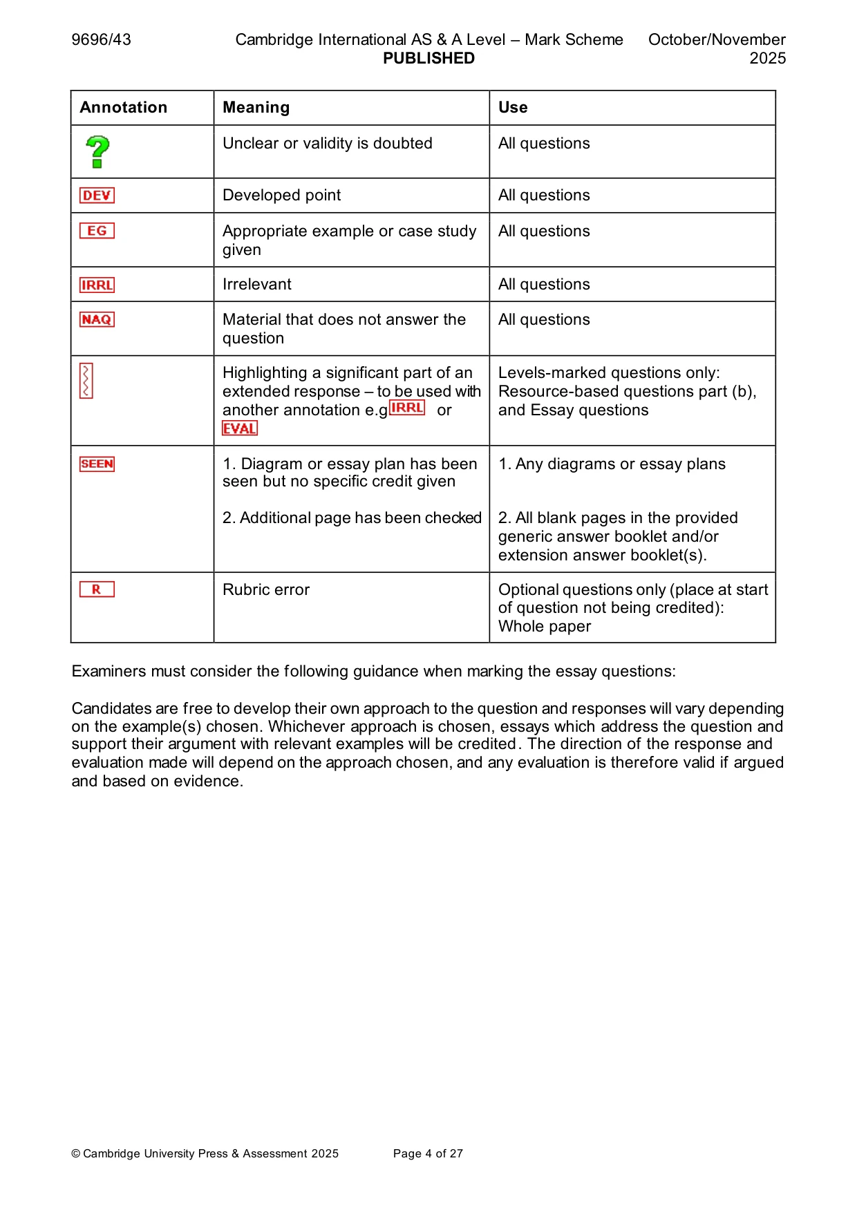 Mark scheme, page 4 of 27