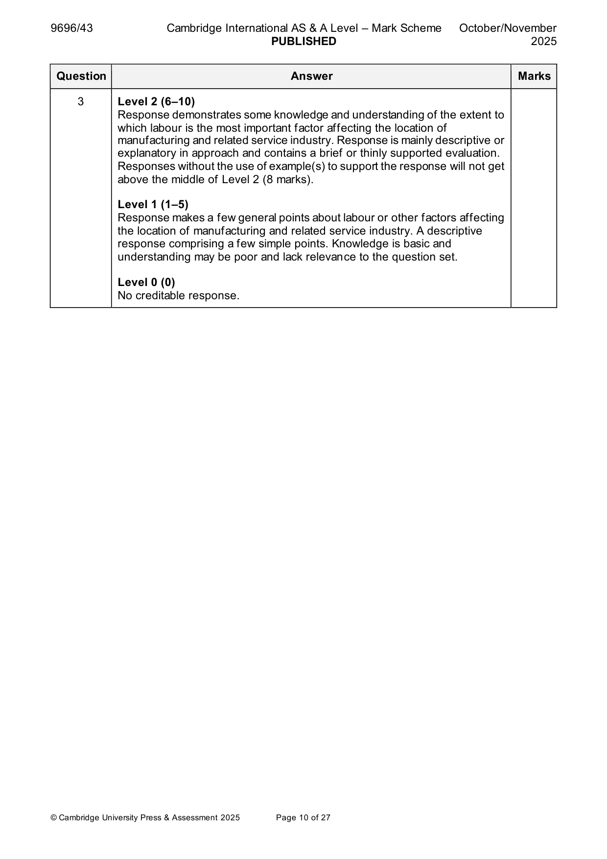 Mark scheme, page 10 of 27