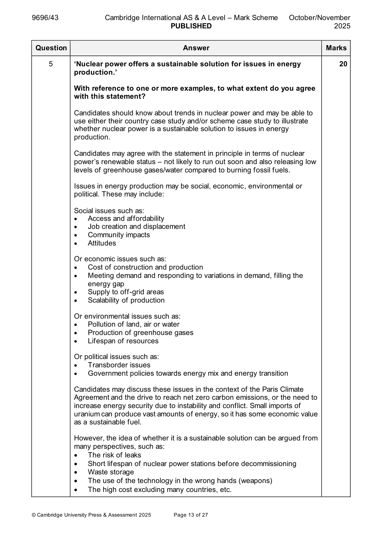 Mark scheme, page 13 of 27