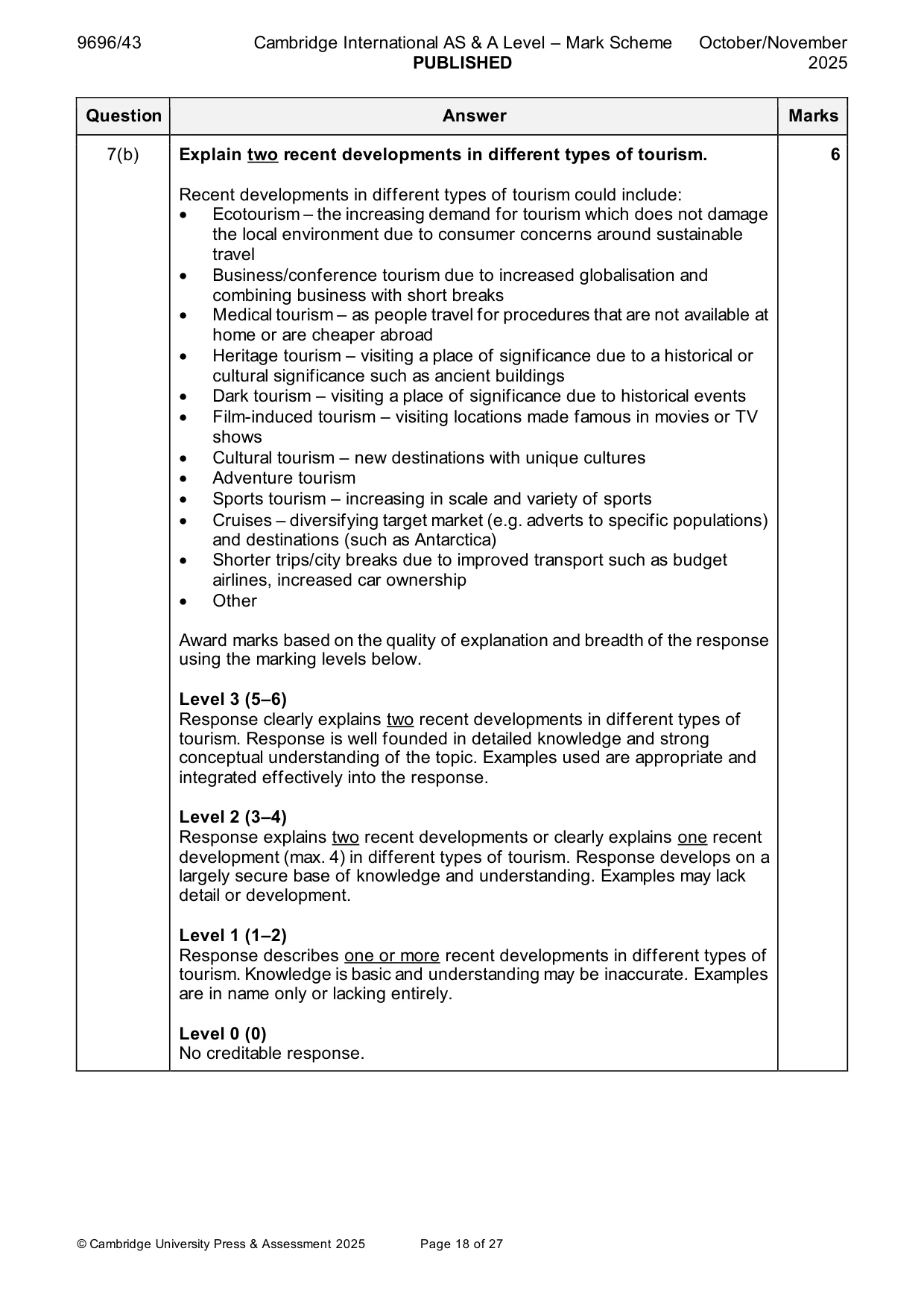 Mark scheme, page 18 of 27