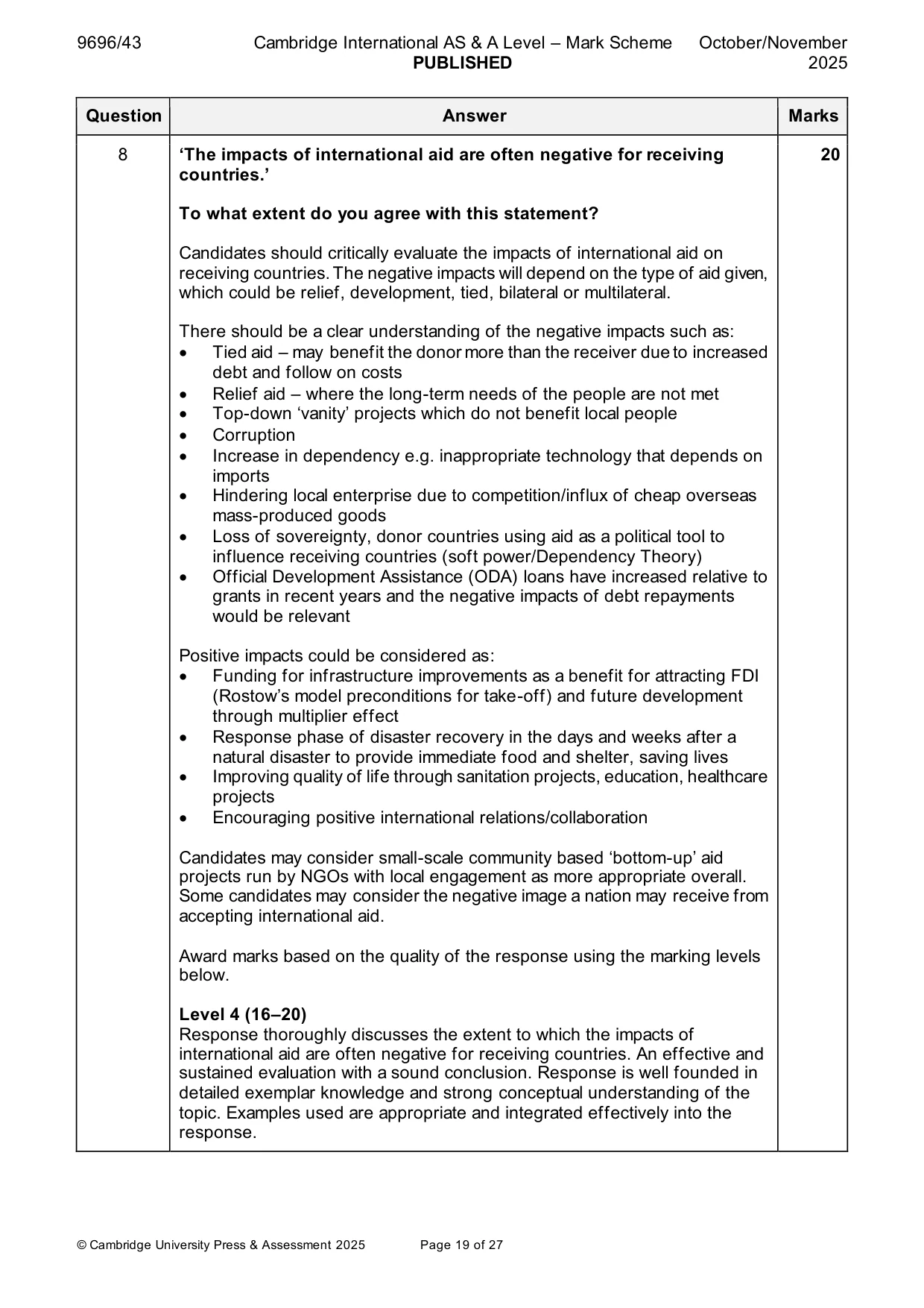 Mark scheme, page 19 of 27