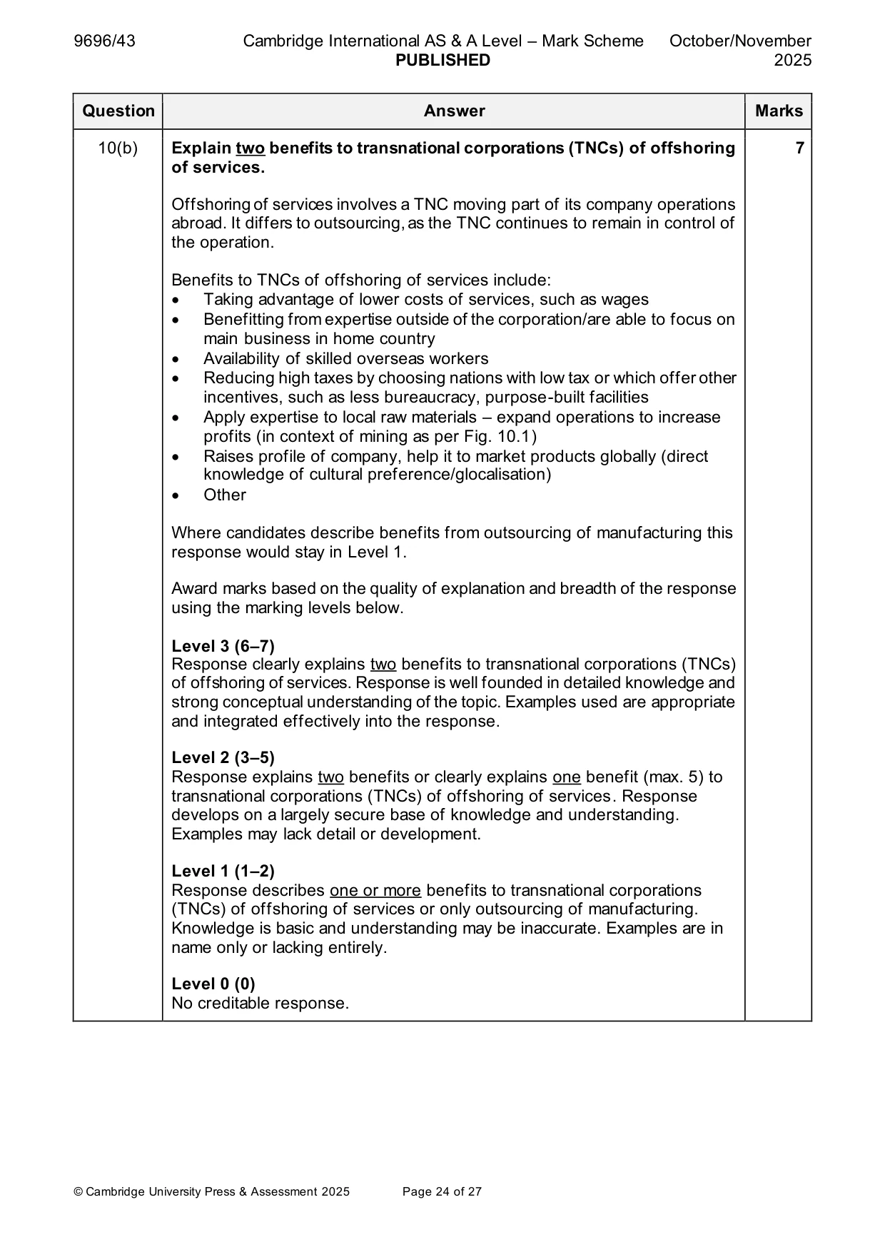 Mark scheme, page 24 of 27