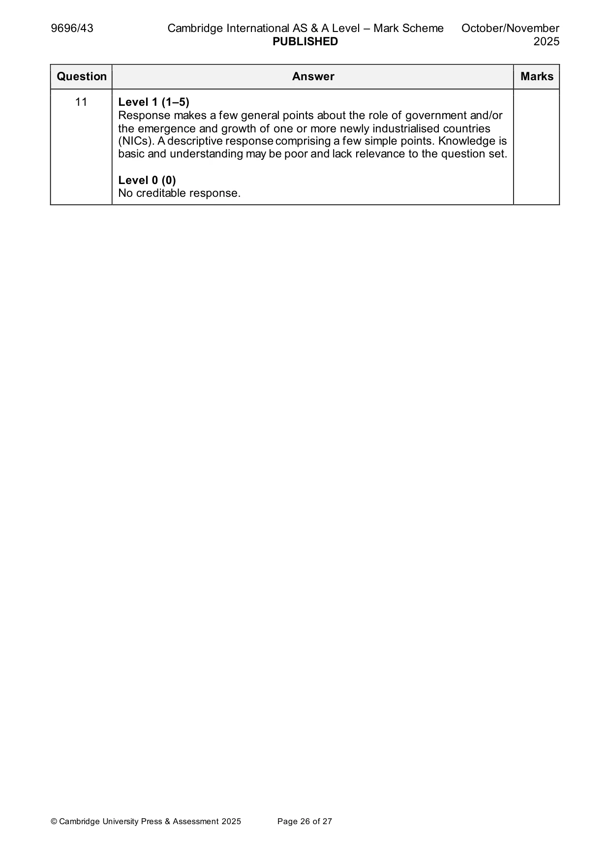 Mark scheme, page 26 of 27
