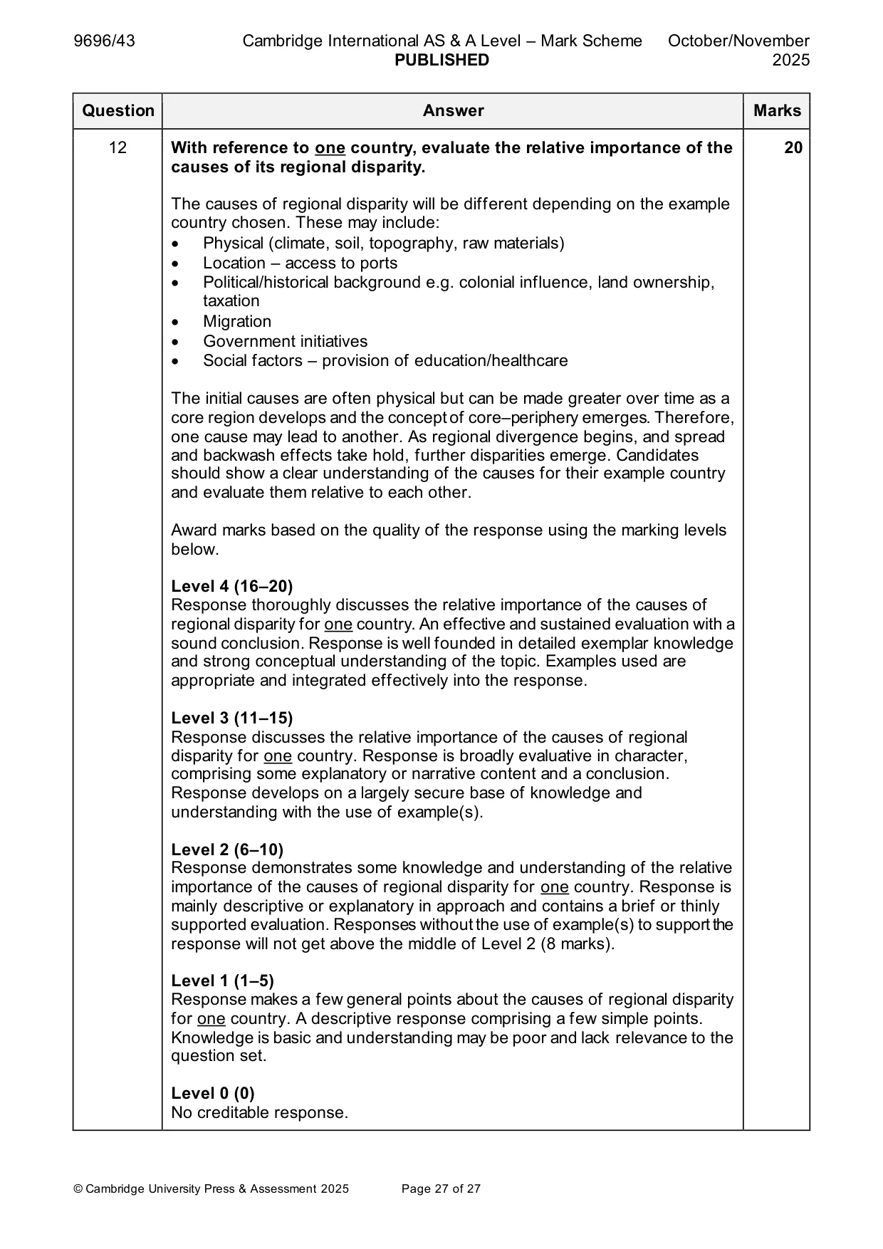 Mark scheme, page 27 of 27