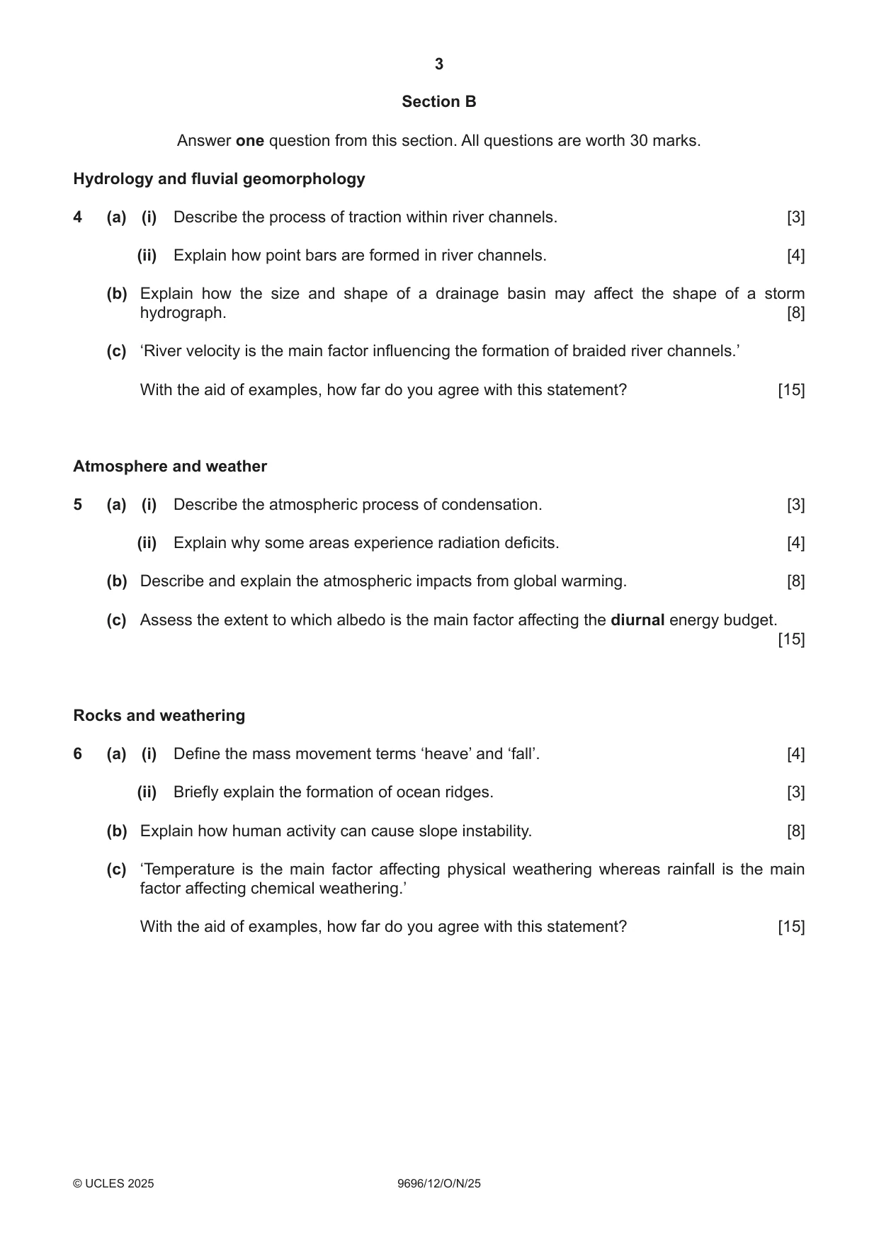 Cambridge A Level Geography 9696 2025 Oct/Nov Paper 1 · Variant 2 question paper, page 3 of 4