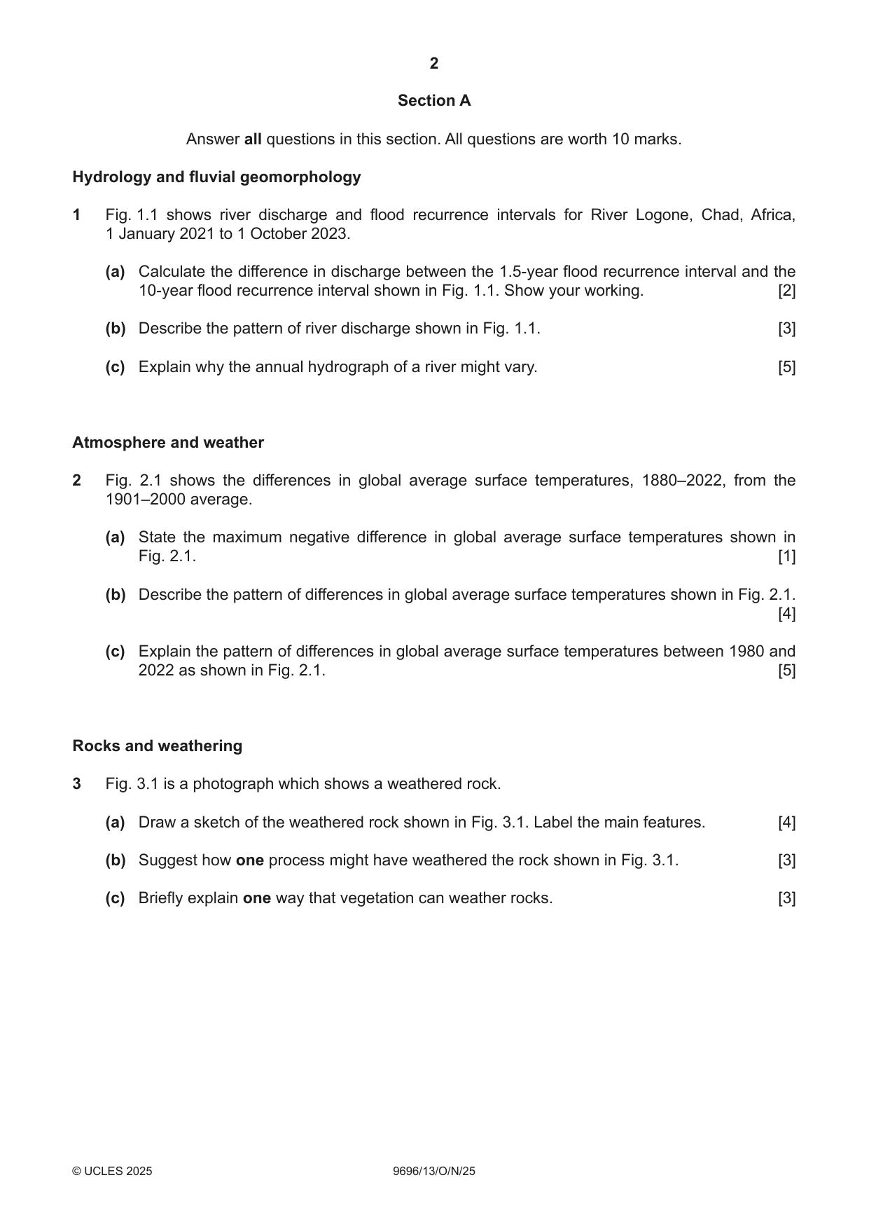 Cambridge A Level Geography 9696 2025 Oct/Nov Paper 1 · Variant 3 question paper, page 2 of 4