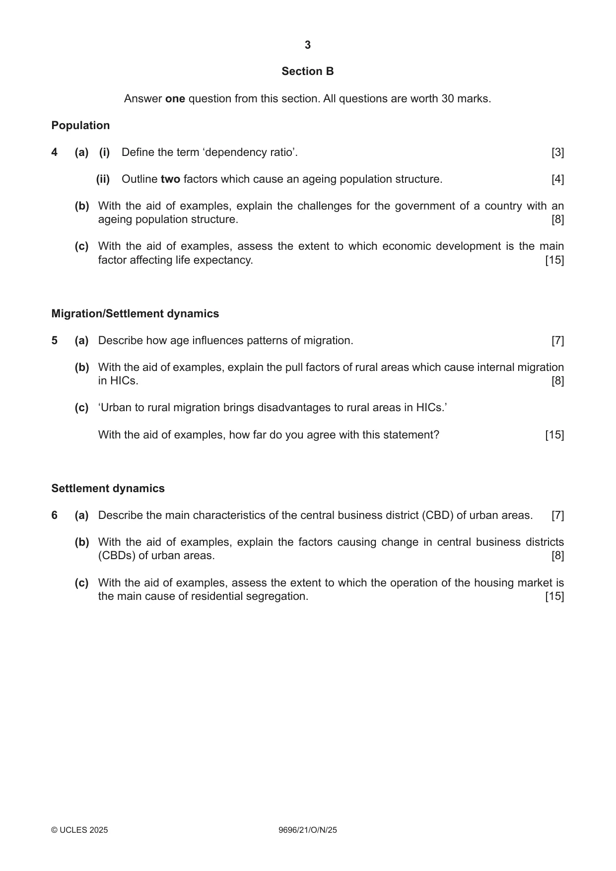Cambridge A Level Geography 9696 2025 Oct/Nov Paper 2 · Variant 1 question paper, page 3 of 4