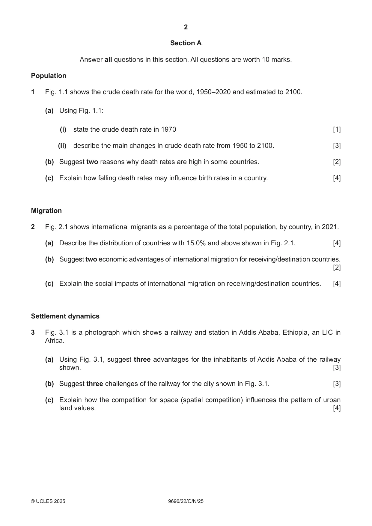 Cambridge A Level Geography 9696 2025 Oct/Nov Paper 2 · Variant 2 question paper, page 2 of 4