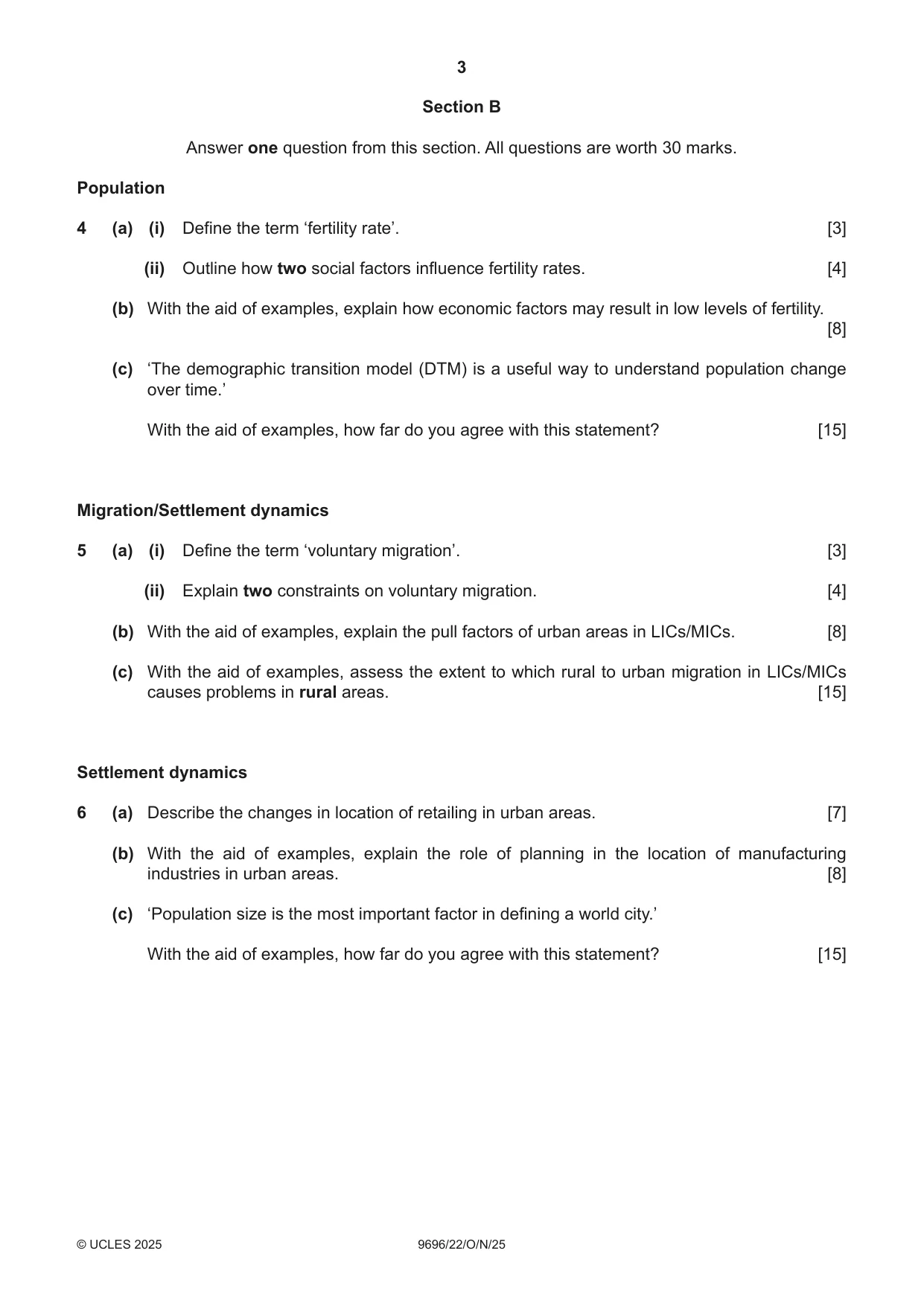 Cambridge A Level Geography 9696 2025 Oct/Nov Paper 2 · Variant 2 question paper, page 3 of 4