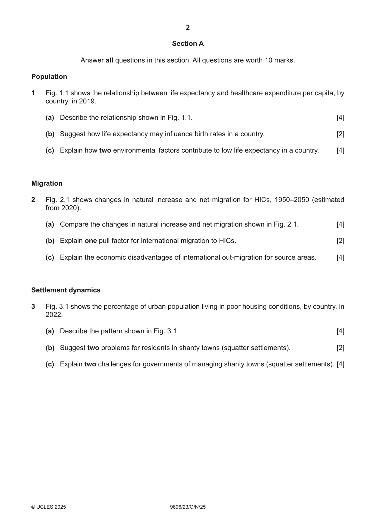 Cambridge A Level Geography 9696 2025 Oct/Nov Paper 2 · Variant 3 question paper, page 2 of 4