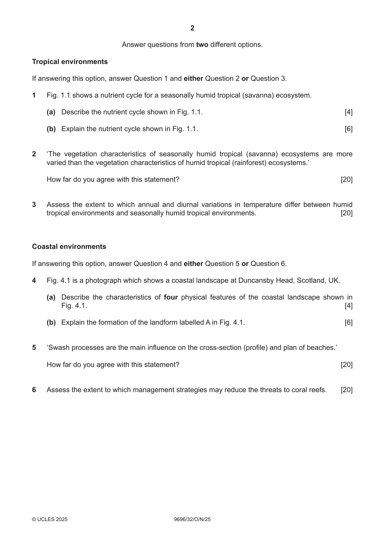 Cambridge A Level Geography 9696 2025 Oct/Nov Paper 3 · Variant 2 question paper, page 2 of 4