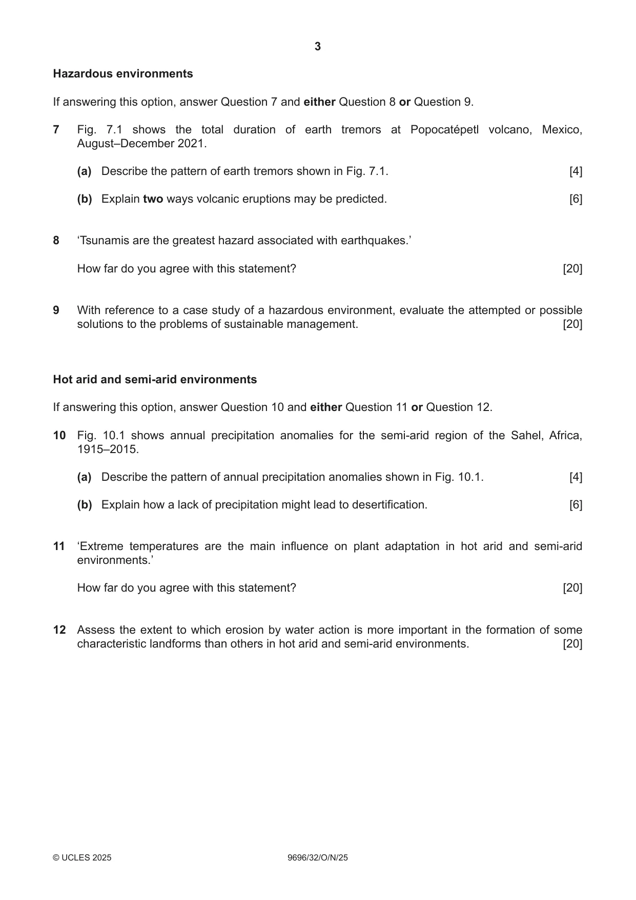 Cambridge A Level Geography 9696 2025 Oct/Nov Paper 3 · Variant 2 question paper, page 3 of 4